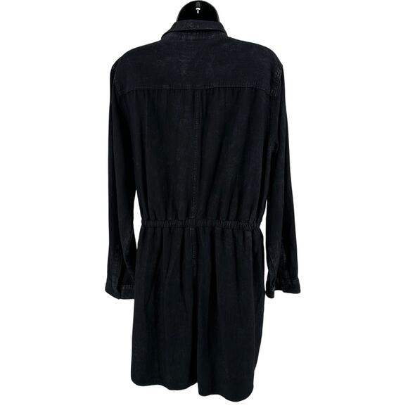 Calvin Klein Jeans Denim Shirt Dress WMNS XL Mini Button Up Black Long Sleeves - Picture 4 of 9